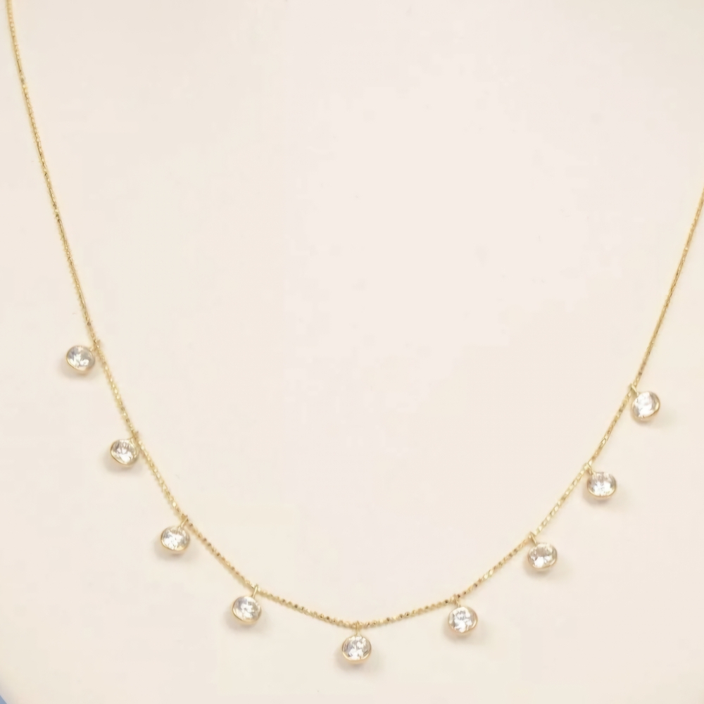 14k SolidGold Necklace with Crystal Accents